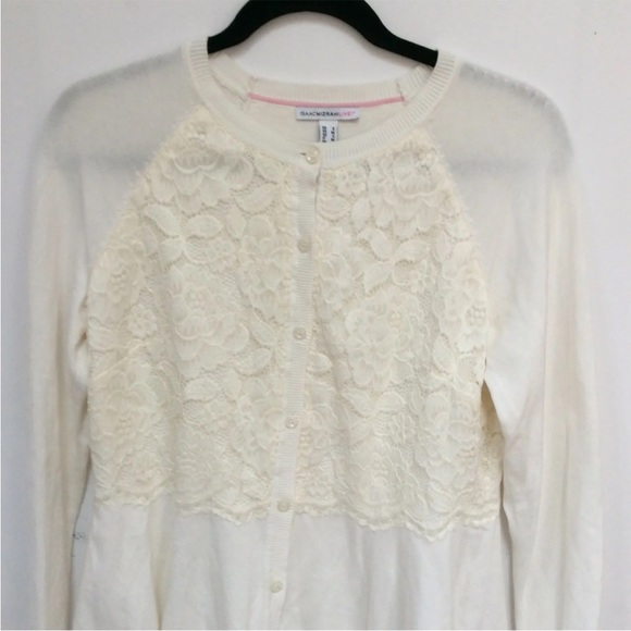 Isaac Mizrahi Live! Ivory Lace Cardigan Peplum Size Small - Picture 2 of 9